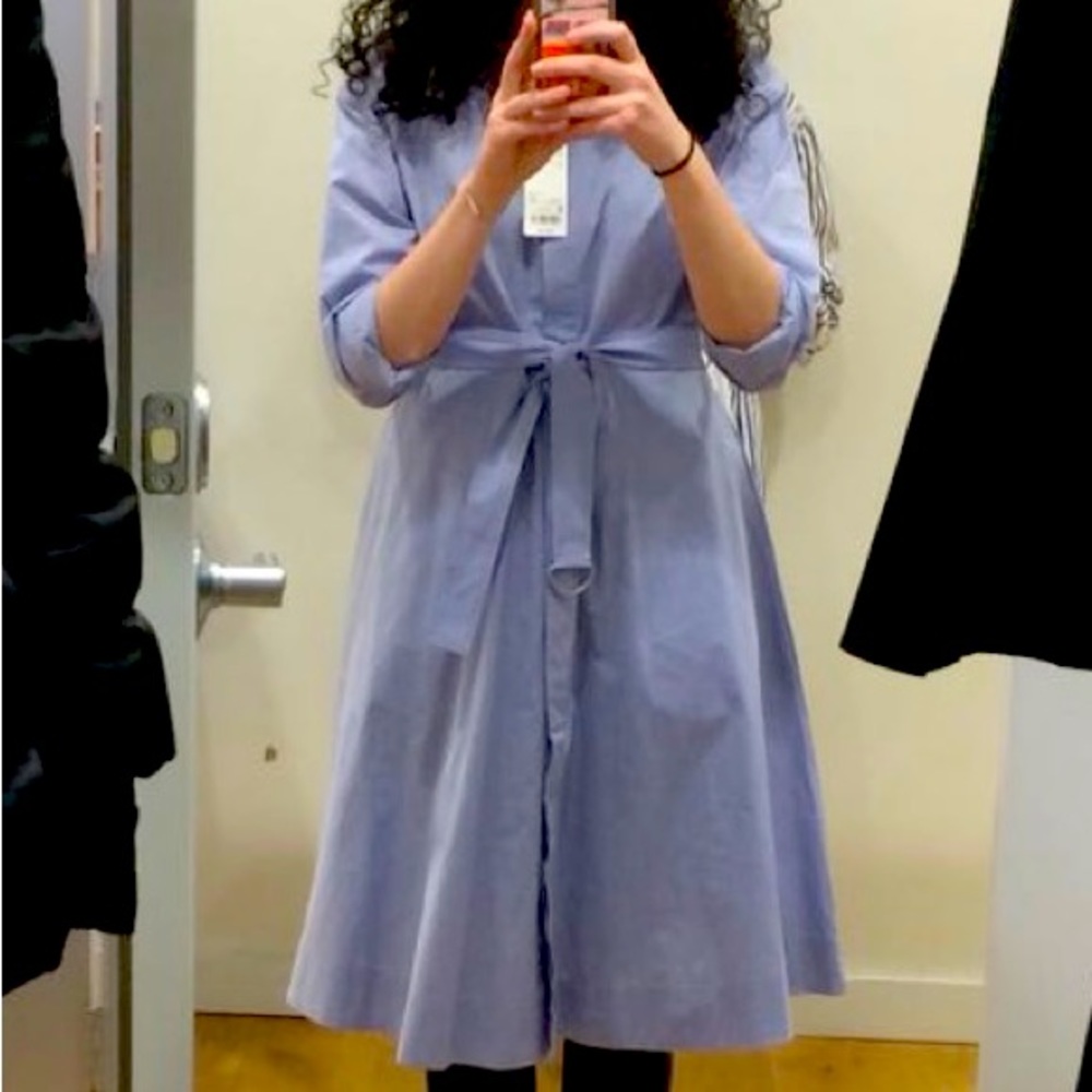 Uniqlo Light Blue Collared, Half Button Down Dress
